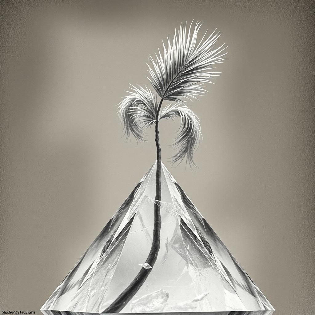 Palm Branch Emerges from Crystal Pyramid