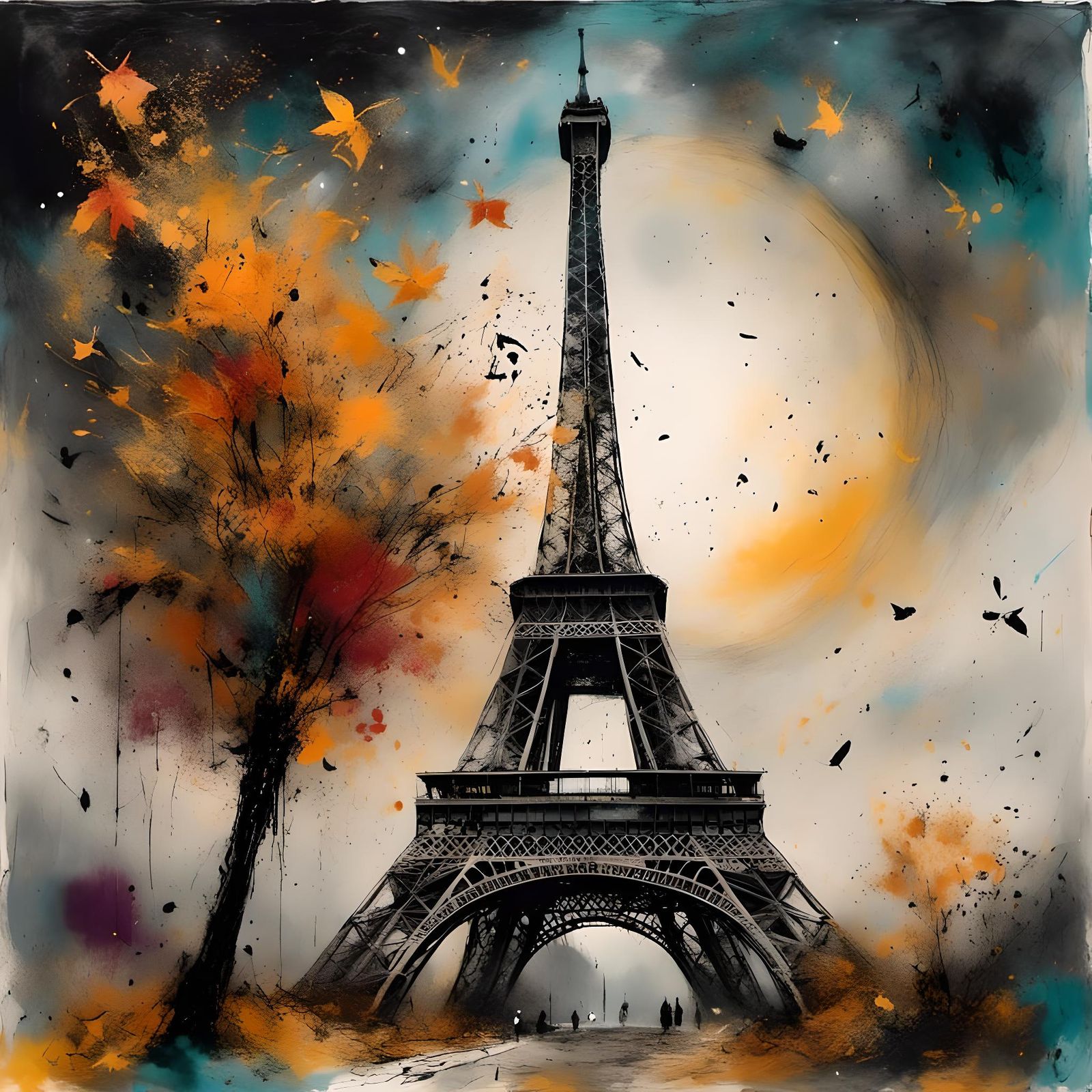 Paris in Autumn: Mixed Media Collage