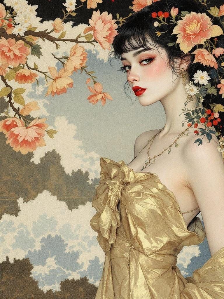 Swedish Pin-Up in Ukiyo-e Style