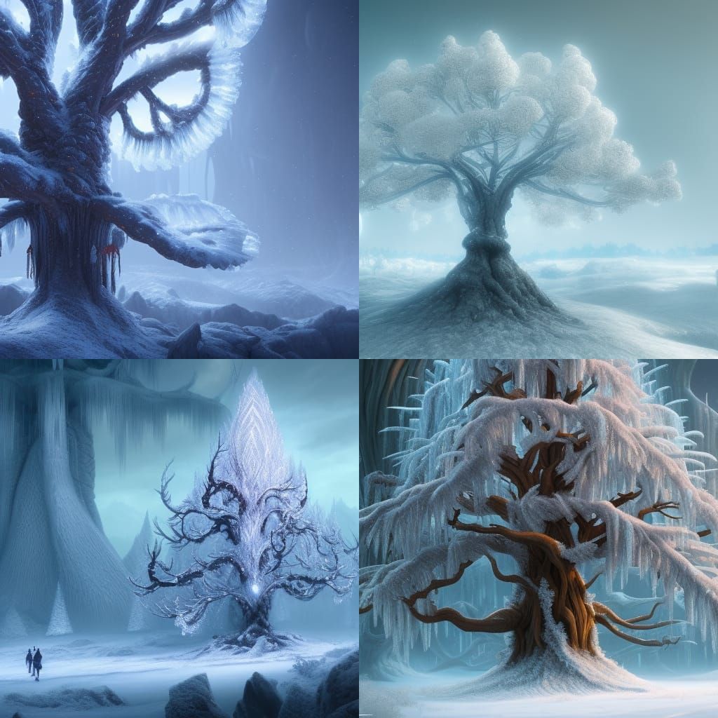 Ice Tree Home to Frost Elves in Winter