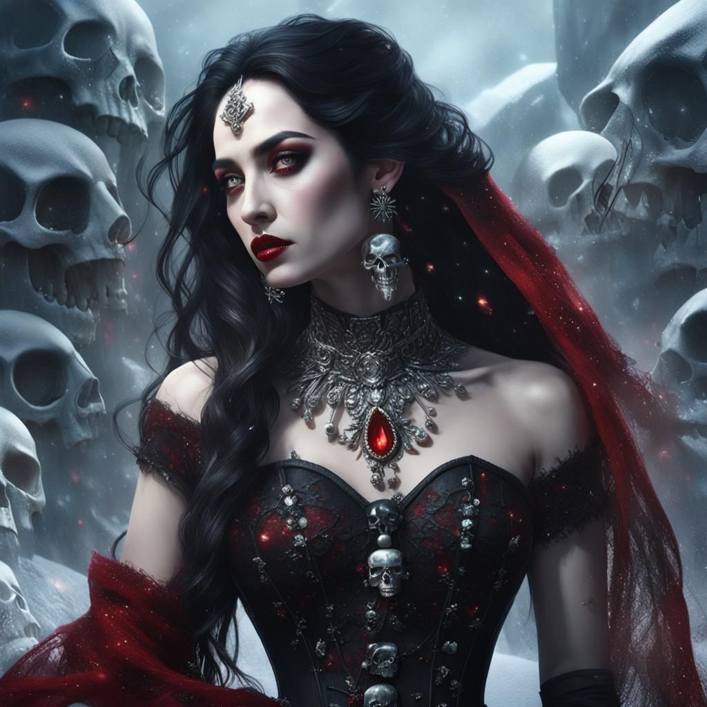 Goddess of Ice and Bones: Detailed Digital Painting