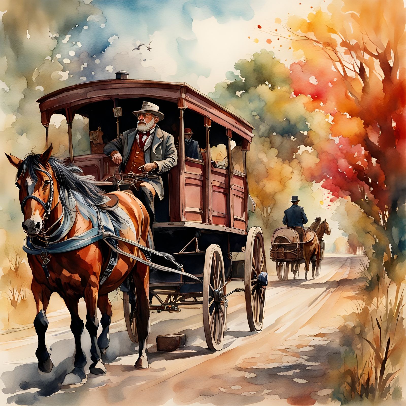 Traveling Medicine Show: Ink and Watercolor Illustration