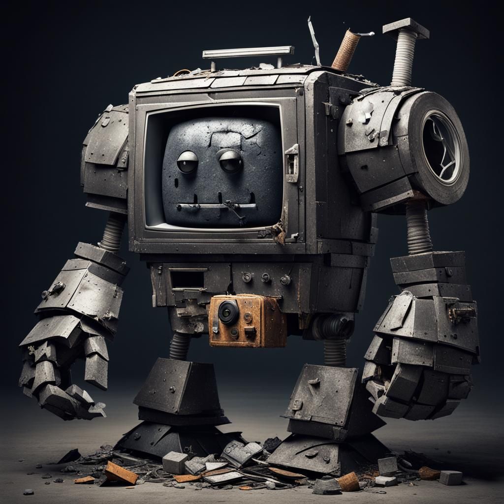 Dark Fantasy Golem Built of Recycled Junk