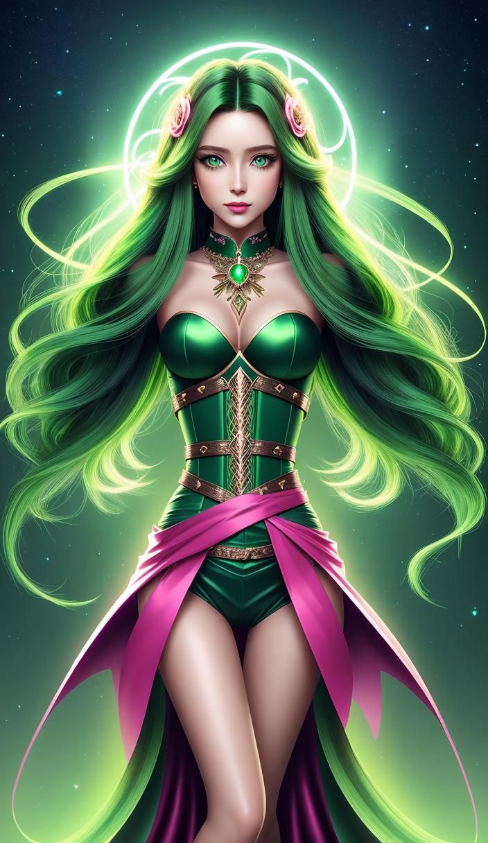 Feminine Magical Construct with Green Eyes