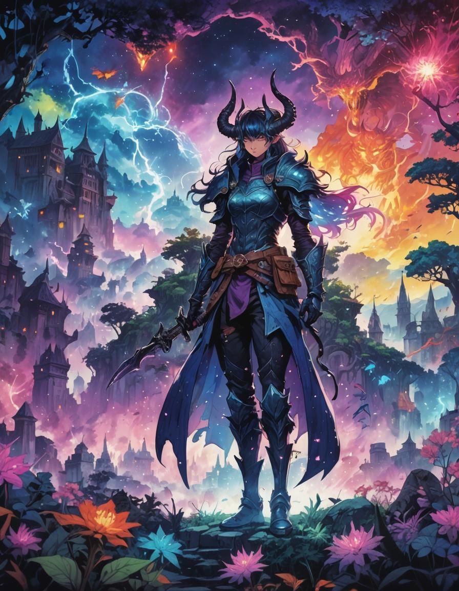 Demonic Hero Embarks on a Quest Through Cosmic Medieval City