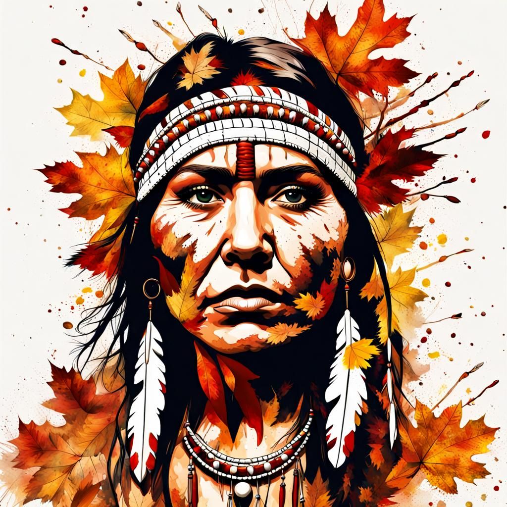 Ink Splatter Art of a Native American