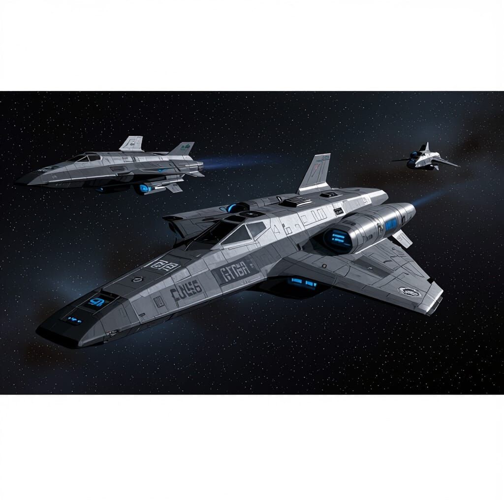 USS Gattica Orbiting in Deep Space