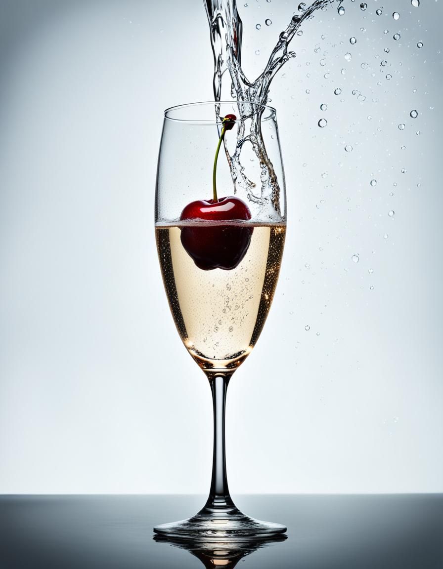 Cherry in Champagne: A Study in Light and Color