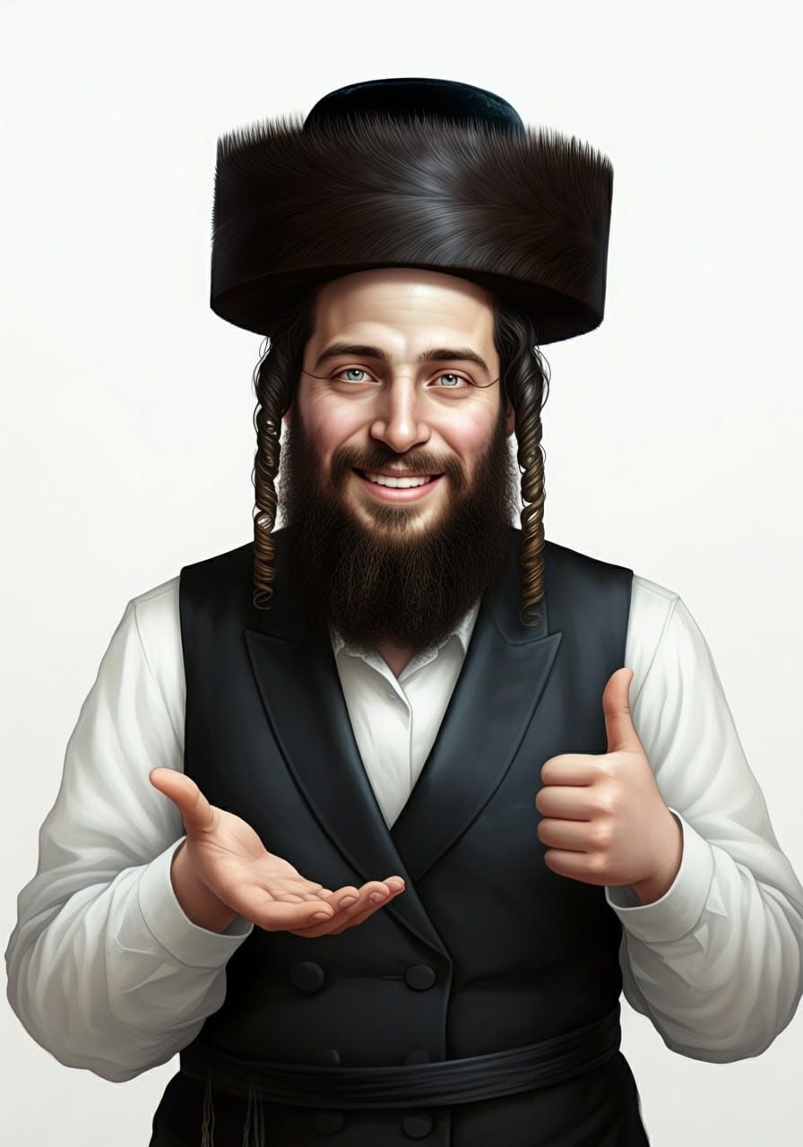 Warm Smiling Hasidic Gentleman in Comic Digital Art