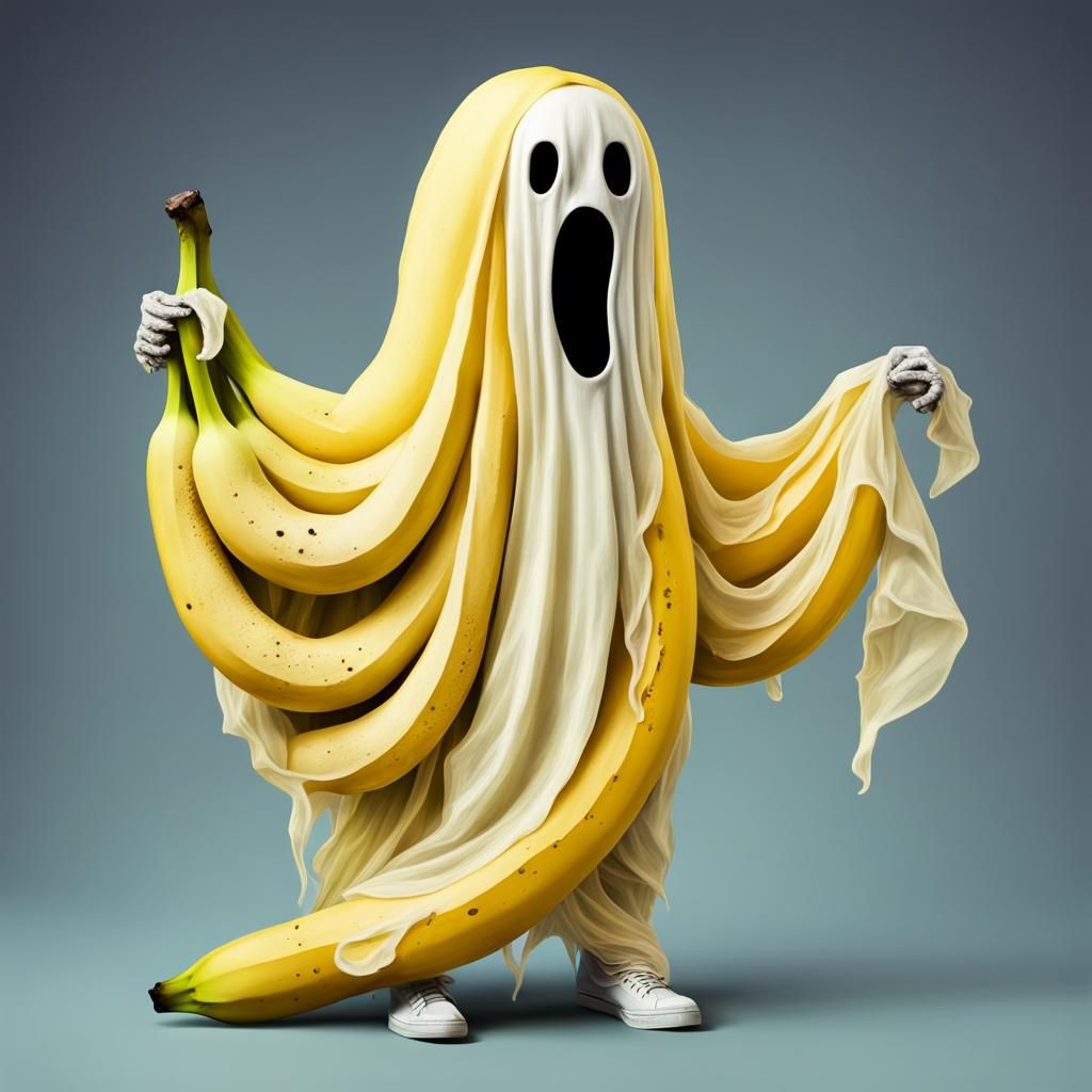 Funny Halloween Ghost Dressed as Banana