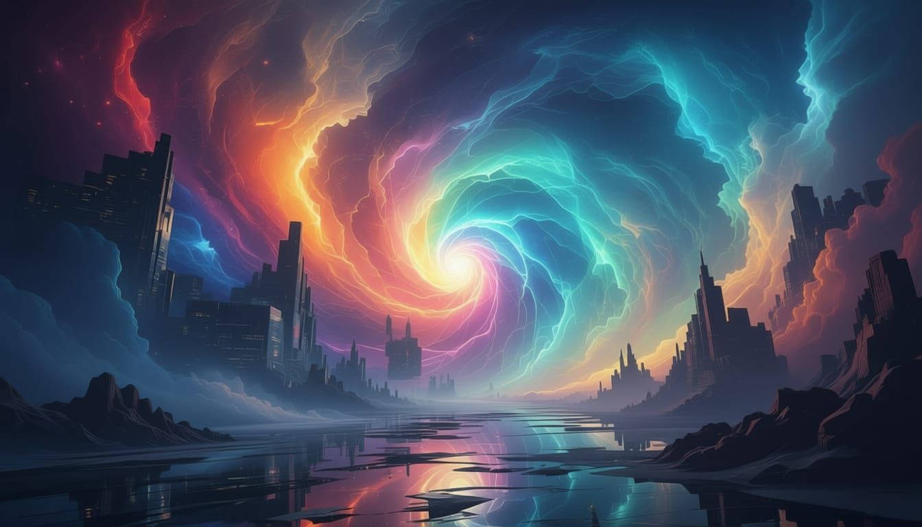 Otherworldly Abstract Art with Luminous Colors and Fractal G...