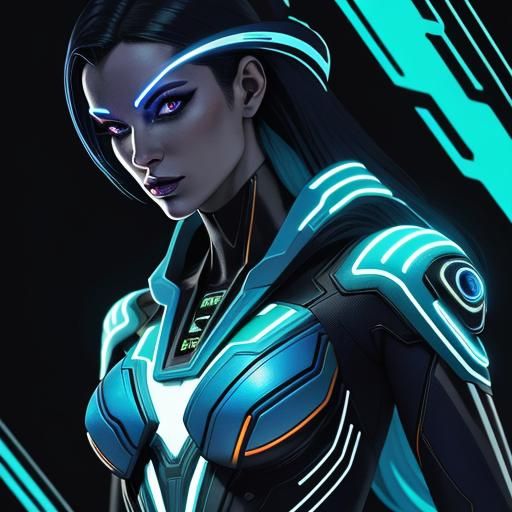 Striking Cyberpunk Alien Cyborg Portrait