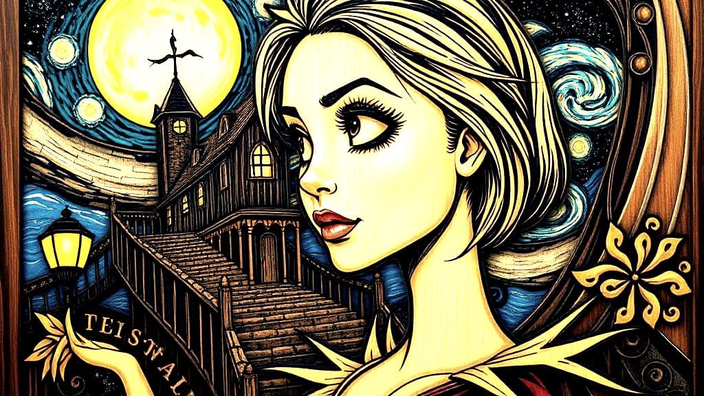 Nightmare Before Christmas Woodcarving in Comic Style