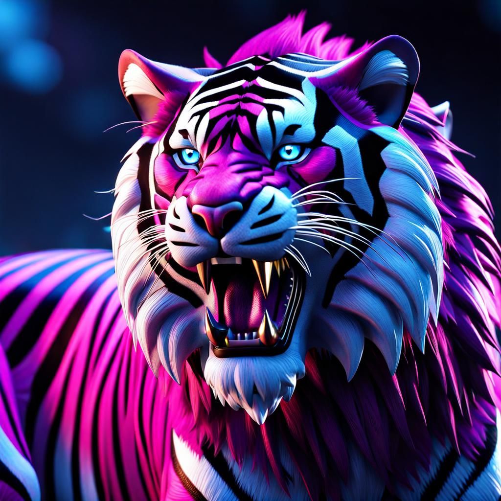 Pink Tigon in a Cyberpunk City