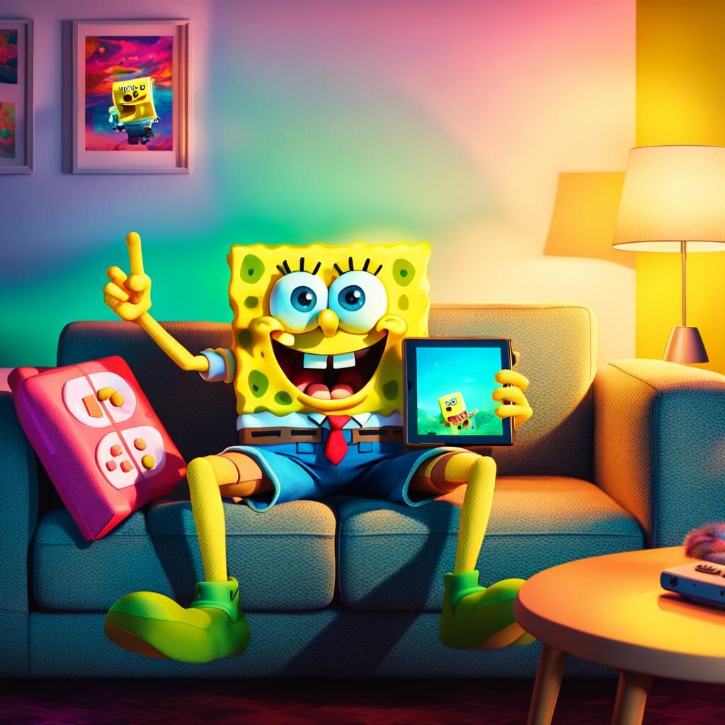 SpongeBob Plays Nintendo Switch: Digital Art