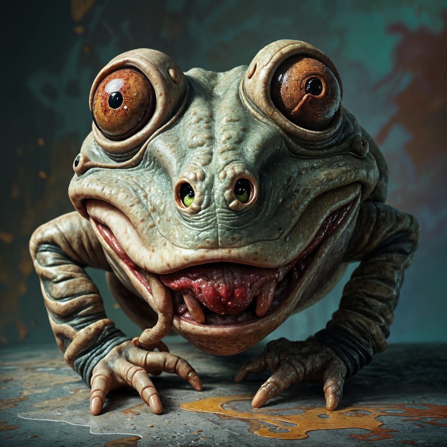 Hyperrealistic Frog with Dramatic Color Scheme
