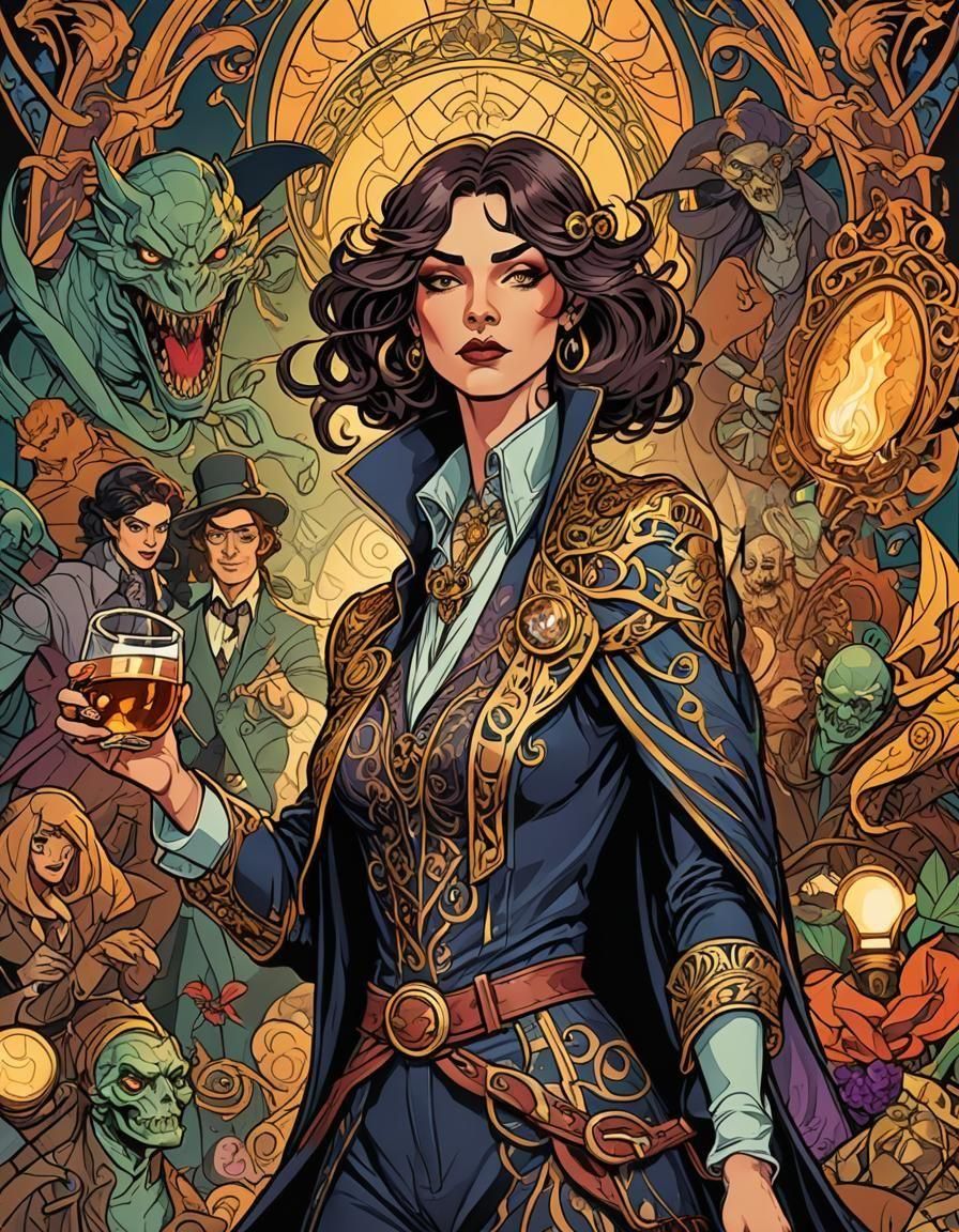 Decadent Detective Fighting Monsters, Art Nouveau Comic