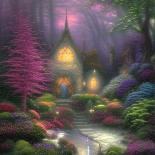 Ethereal Fairy World in a Thomas Kinkade Style