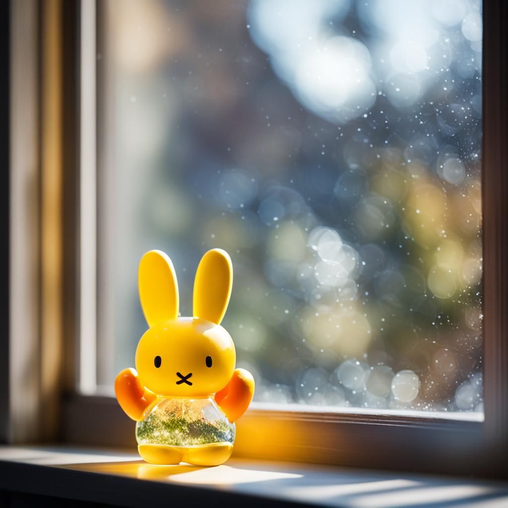 Glass Miffy Figure Reflects Upside Down World