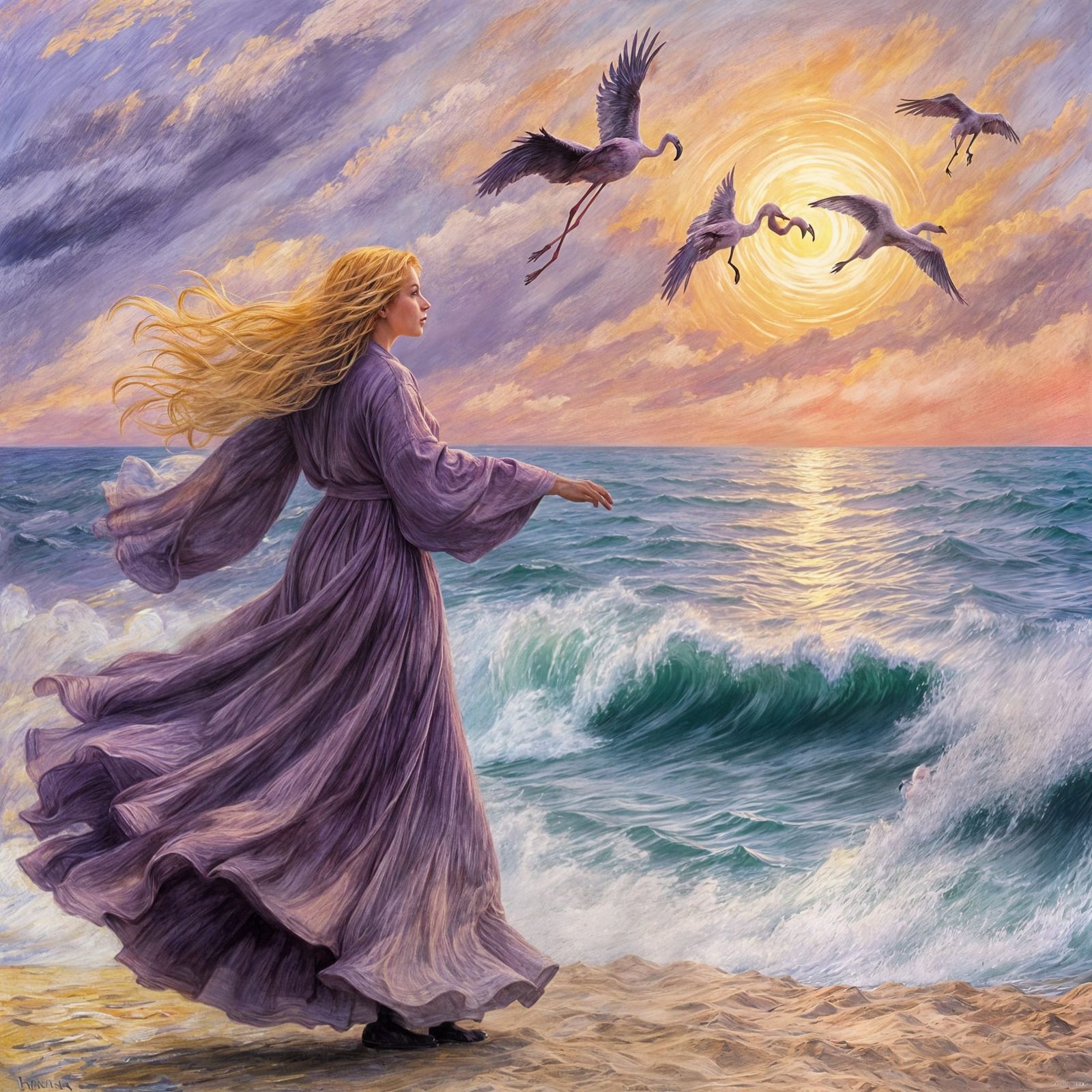 Ethereal Lady in Windy Morning Glow