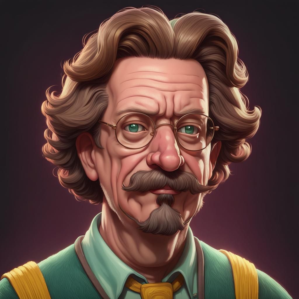 Hyperdetailed Portrait of Ned Flanders in Digital Art Style