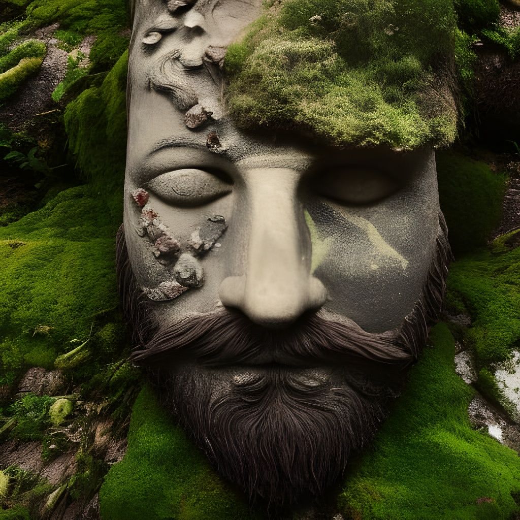 Stone Man Landscape: Detailed Matte Painting