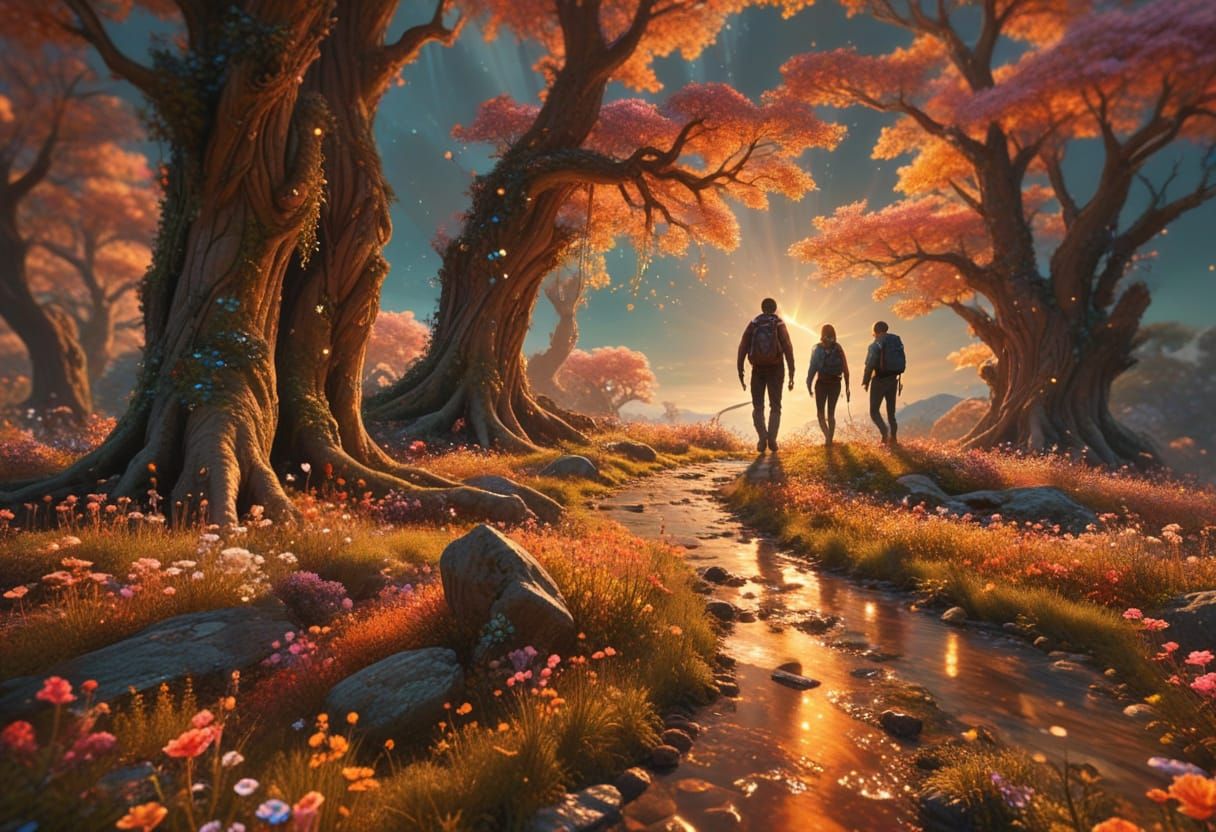 Floral Wonderland: A Vibrant Digital Art Landscape