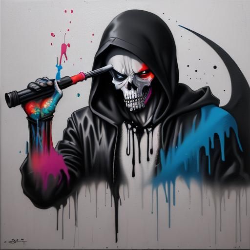 Colorful Grim Reaper Graffiti Street Art