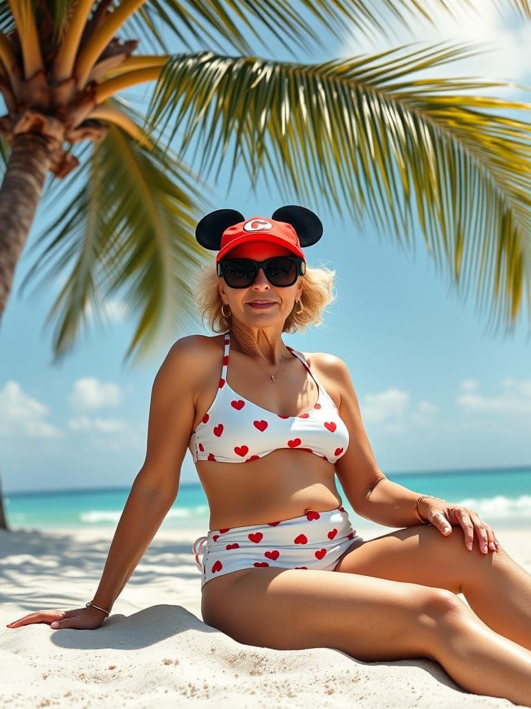 Elegant Lady Basks in Beachside Serenity