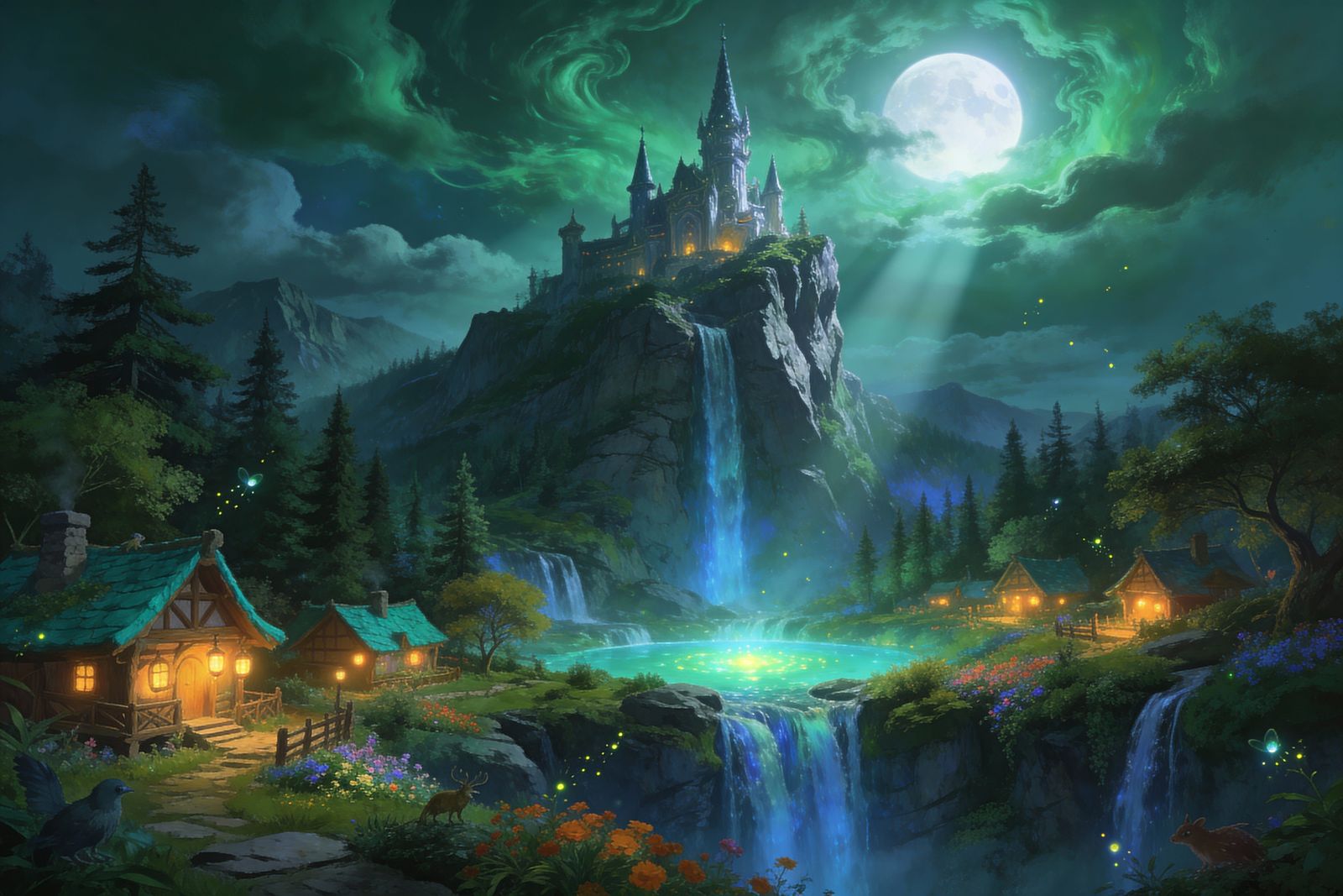 Enchanting Fantasy Castle on Mountain Cliff