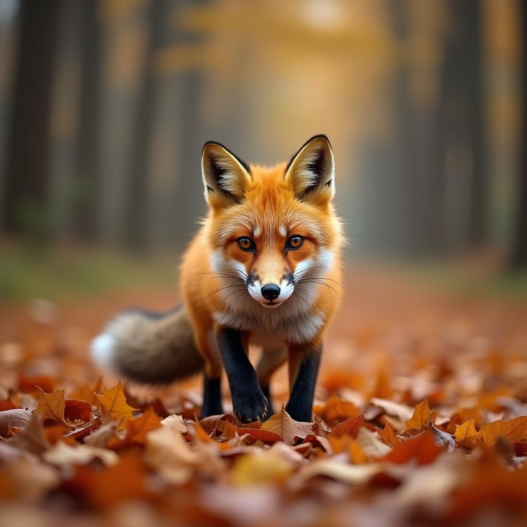 Fox Frolicking in Autumn Leaves: Professional Photography