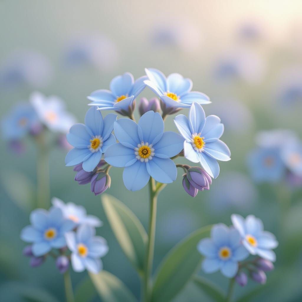 Forget-Me-Not Flowers in Whimsical Anime Style