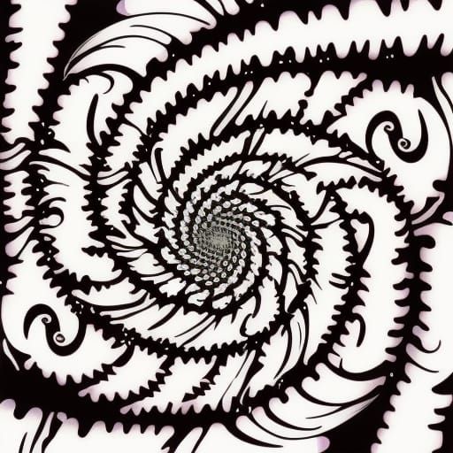Hypnotic Psychedelic Spiral Rose in Black and White