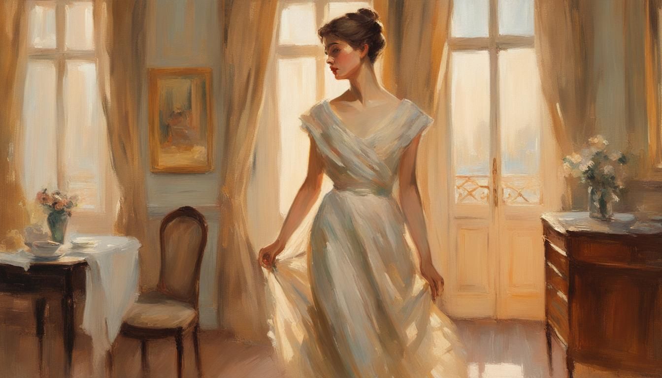 Elegant Portrait of Woman in Impressionist Style