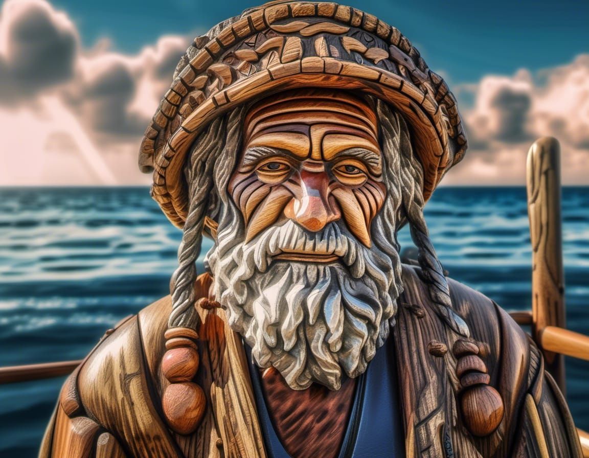 An old fisherman's statue in the harbor.