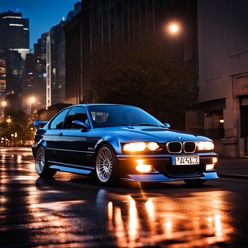 BMW M3 1999 at Night in Cityscape