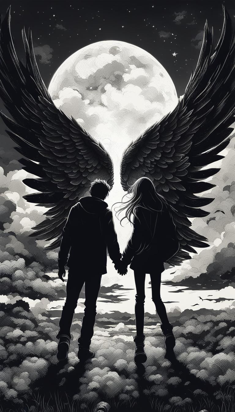 Dark Angels Embrace in Ever-Changing Landscapes