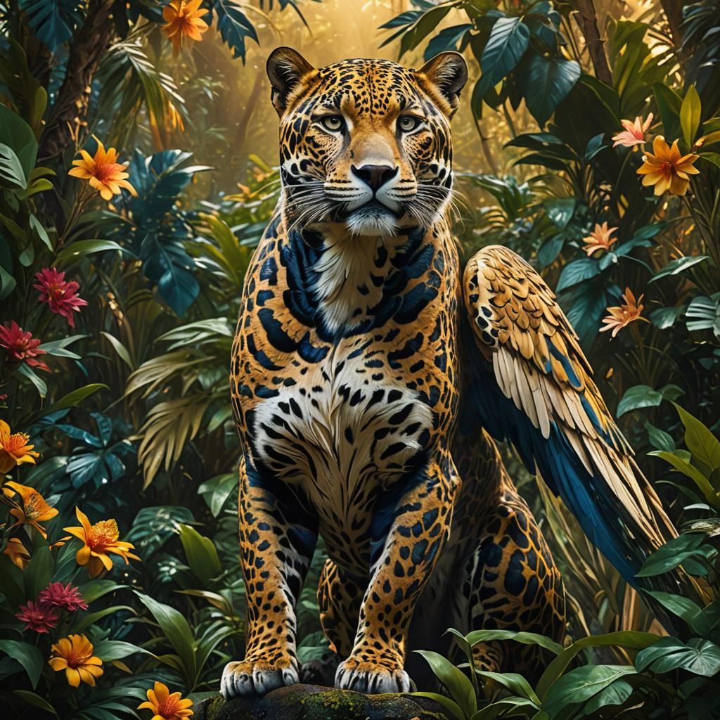 Majestic Jaguar Angel in Mythic Realism