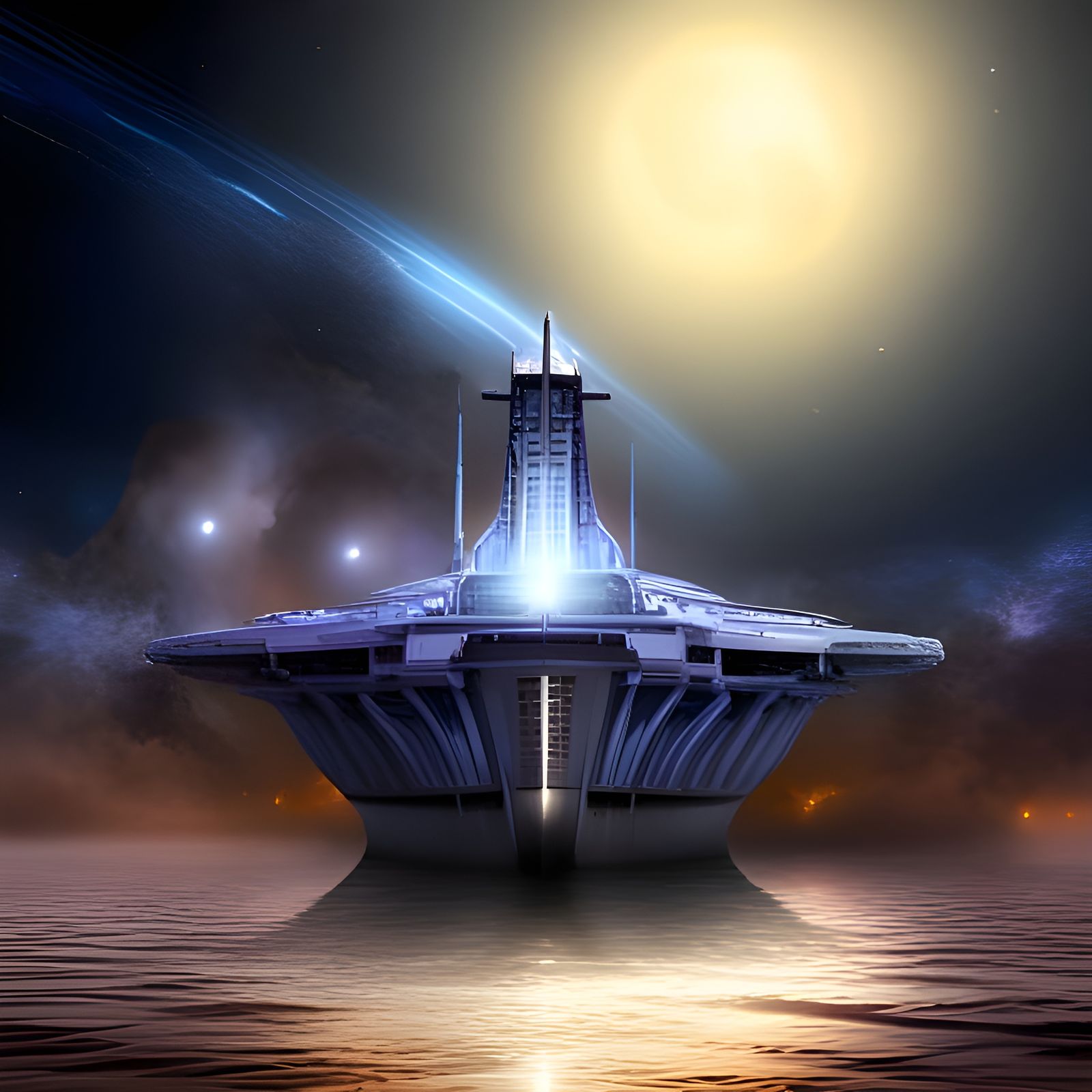 Sci-Fi Navy Ship on the River Styx