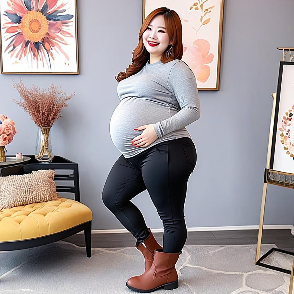 Pregnant Martian Woman with Elaborate Makeup Smiling