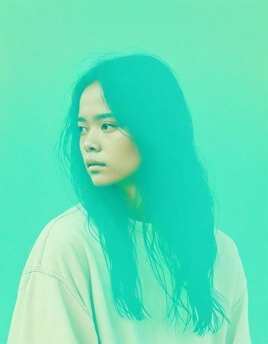 Ethereal Washed Out Cyan Crow Art