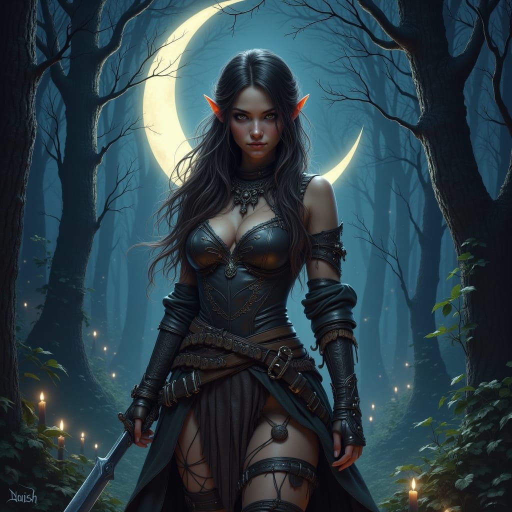 Wood Elf rogue in very little armour