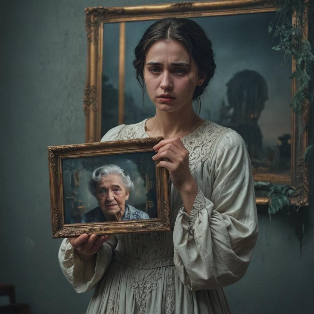 Spectral Comfort: Woman Mourning in Matte Painting