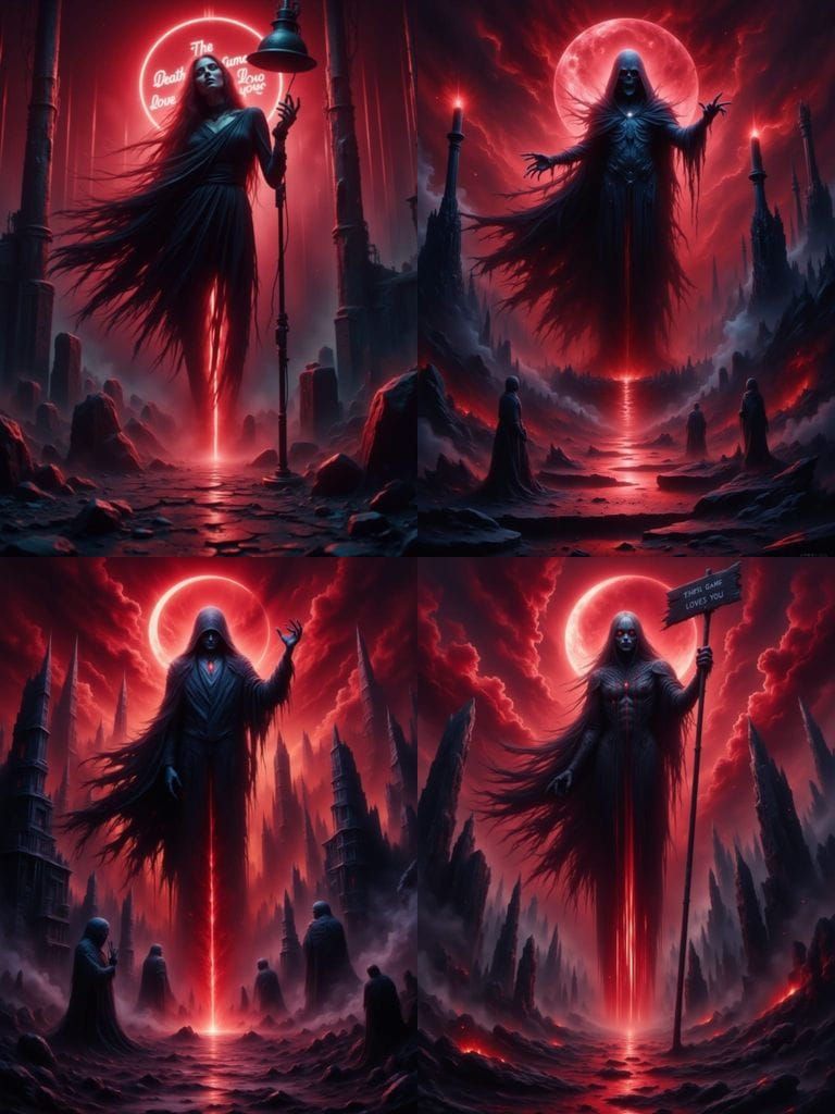 Ominous Text "The Death Game Loves You" in Smokey Grunge Sty...