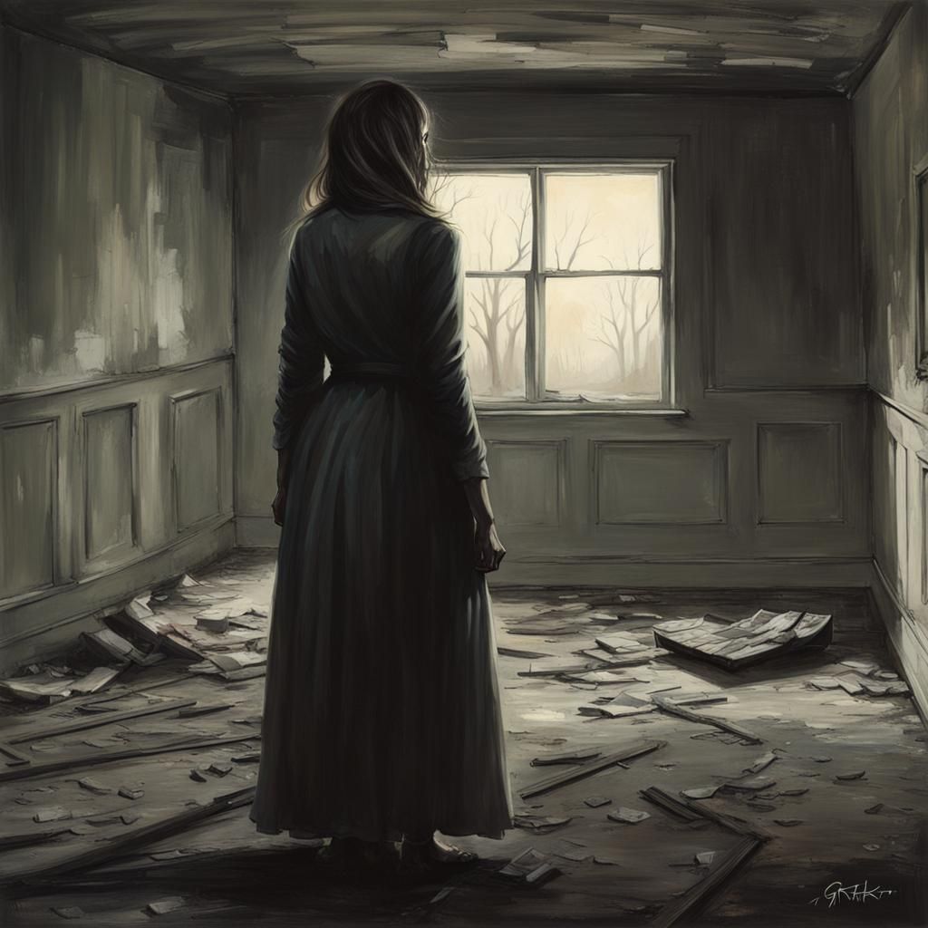 Sinister Abandoned Woman in Gothic Horror Style