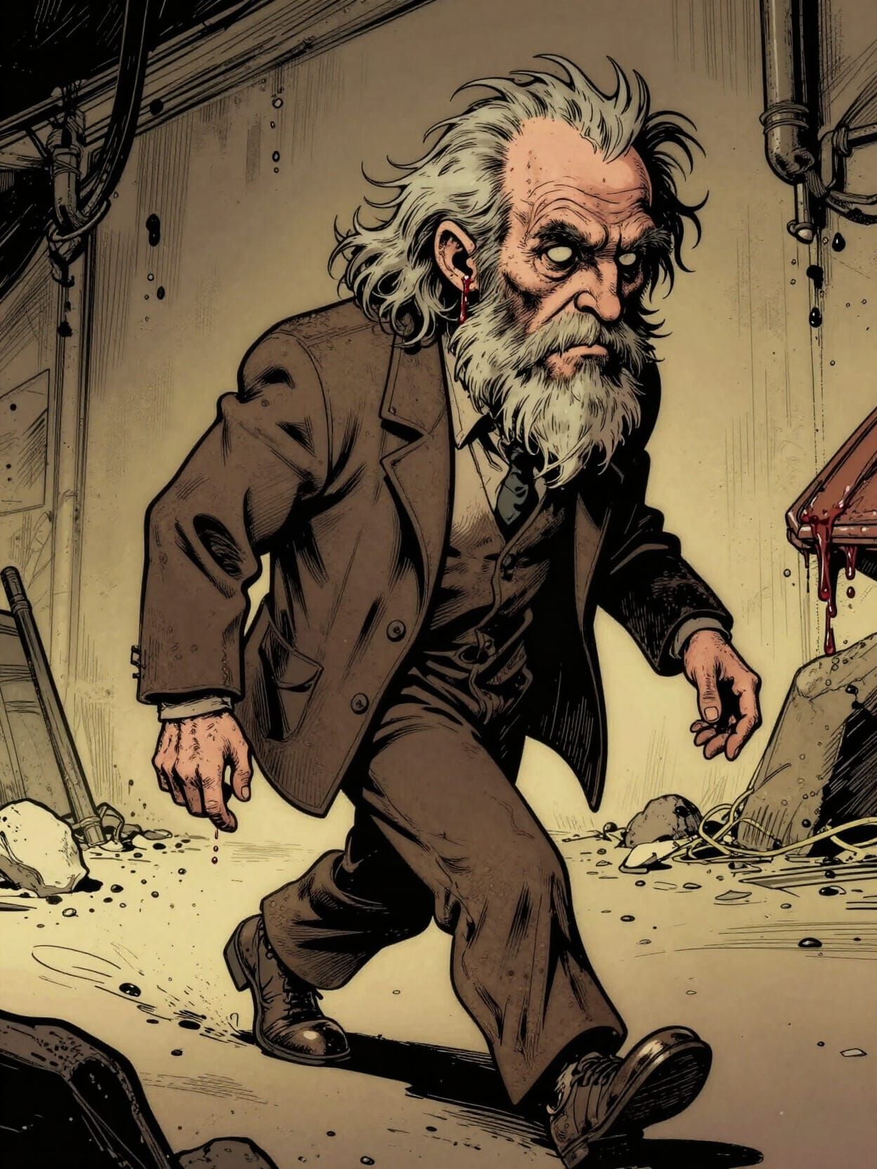 Wild-Haired Professor Leaves Earwax Trail in Comic Style