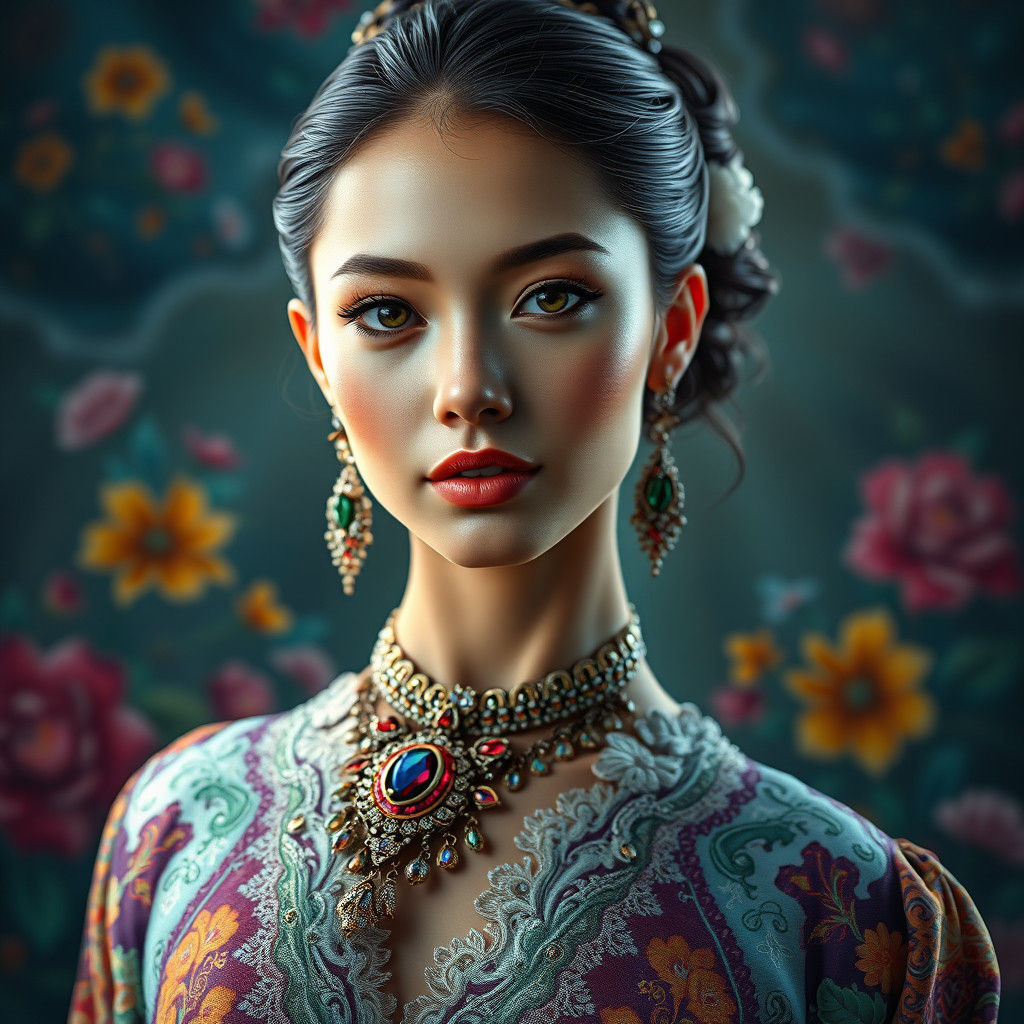Hyperreal Portrait of Woman in Colorful Attire