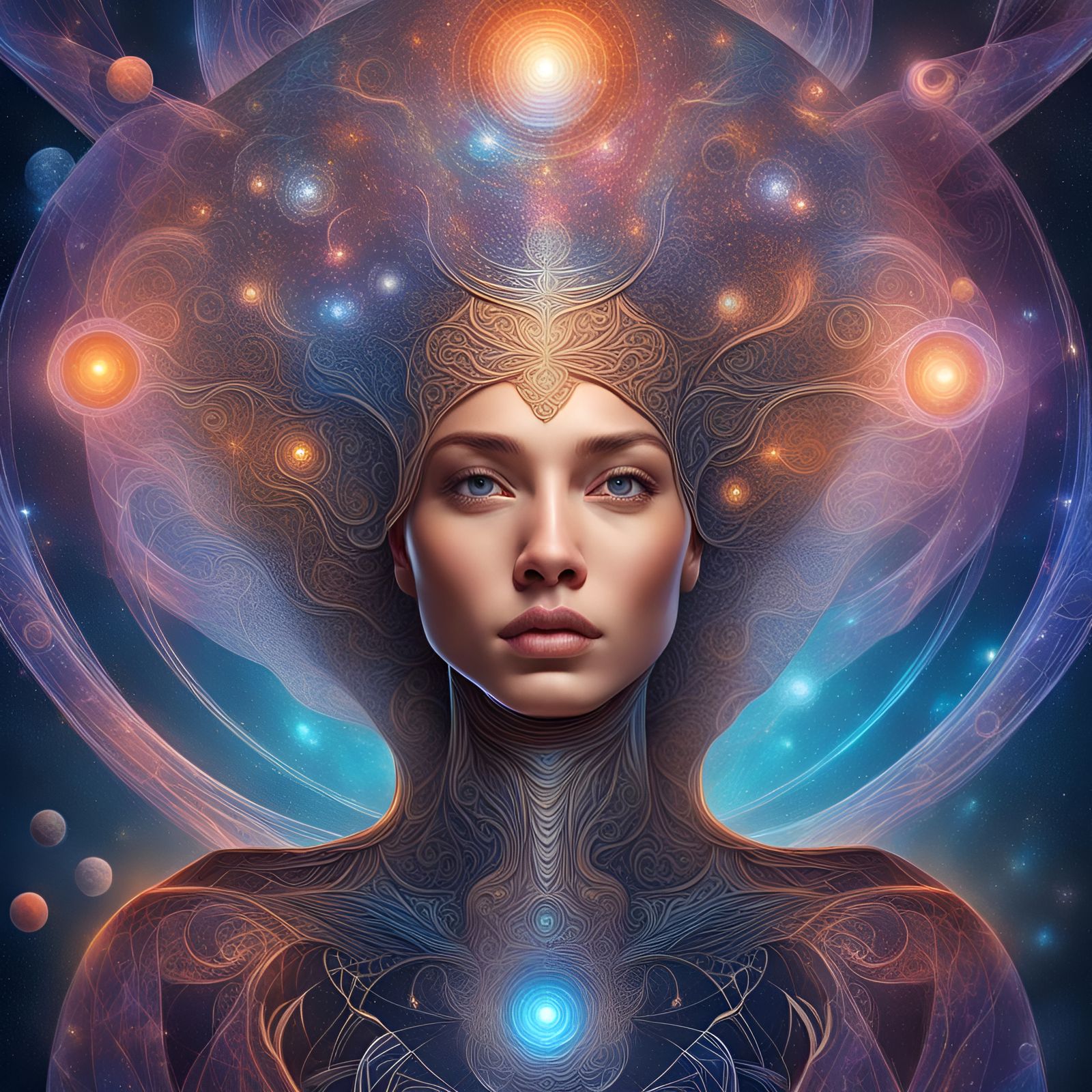 Cosmic Human Character Representing Time and Space