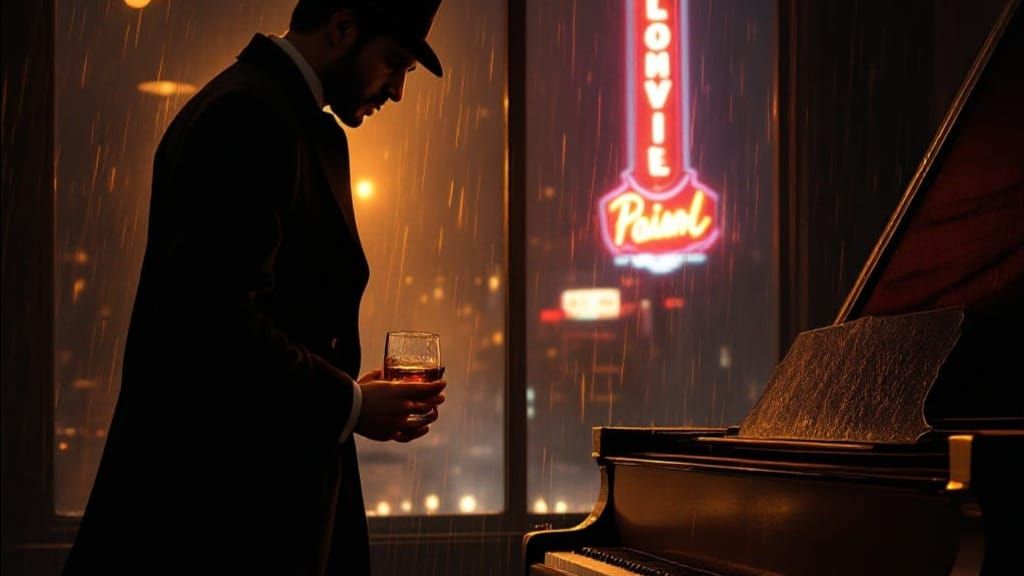 Noir Gentleman Lost in Melancholy Reflections