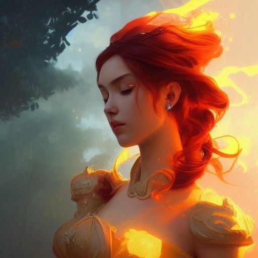 Fiery Princess Portrait in Hyperdetailed Style
